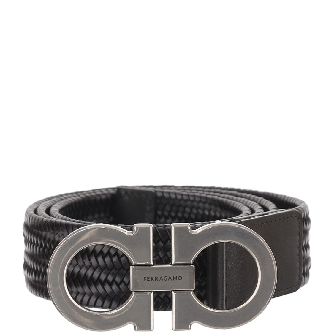 Salvatore Ferragamo Black Braided Fabric Belt