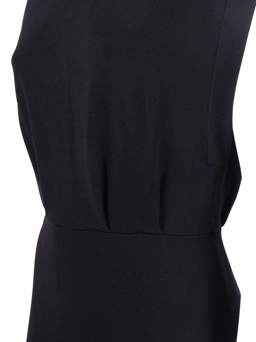 Elisabetta Franchi Boat Neck Gold Button Midi Dress