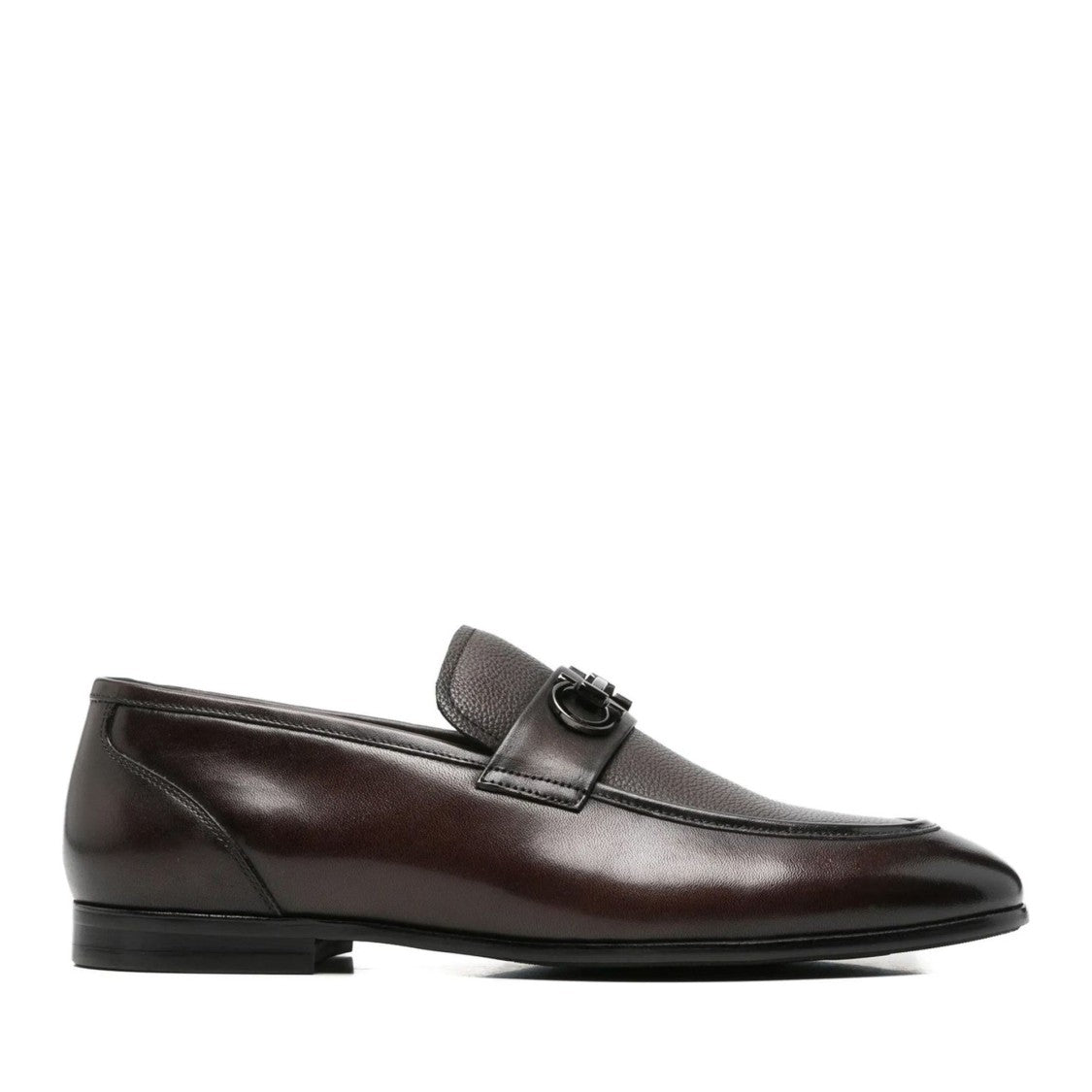 Alberto Gozzi Brown Subtle Metal Detail Leather Flats