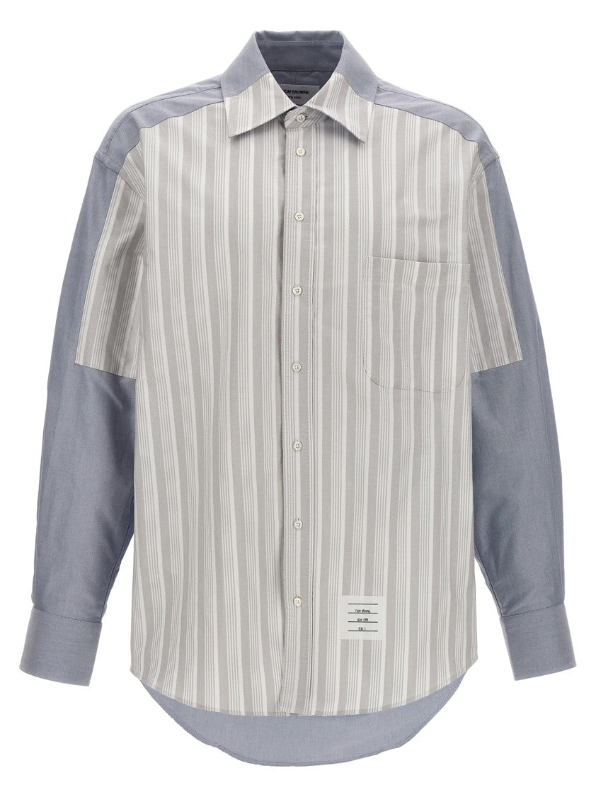 Thom Browne Patchwork Design Cotton Shirt With Striped Front