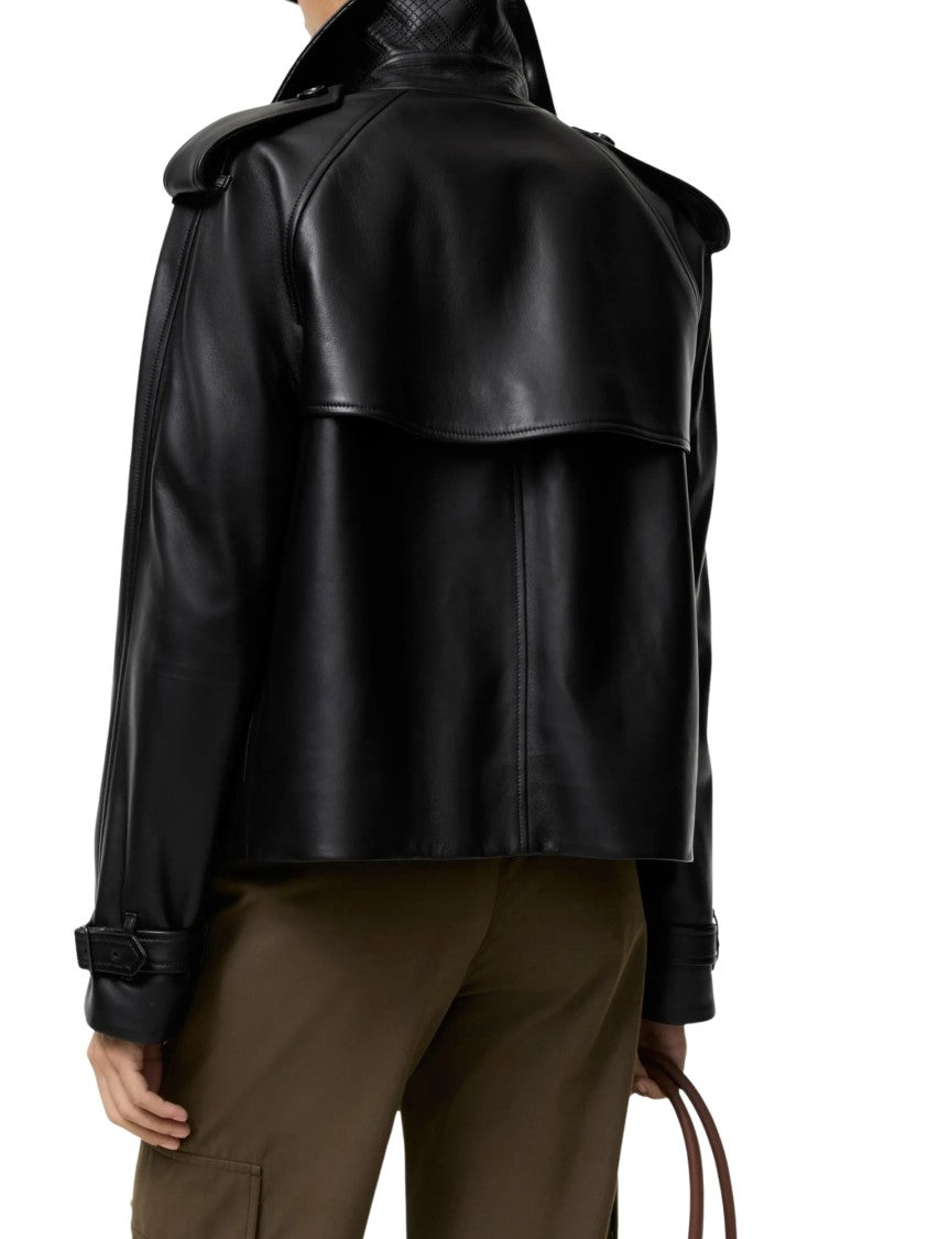 Burberry Black Leather Mayfair Trench Coat