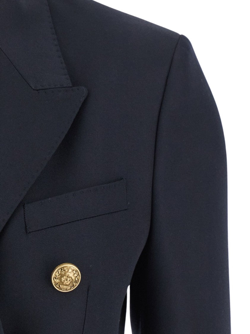 Golden Goose Blue Gold-Tone Buttons Wool Blazer