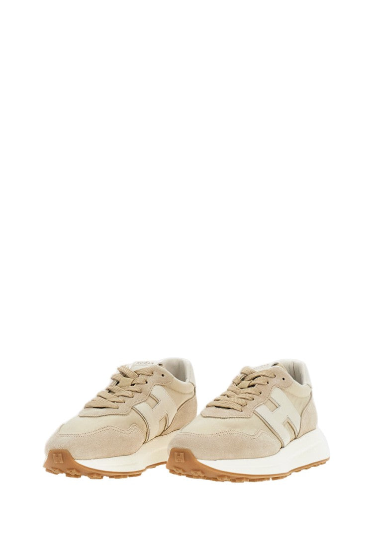 Hogan Beige H641 Suede Panel Sneakers
