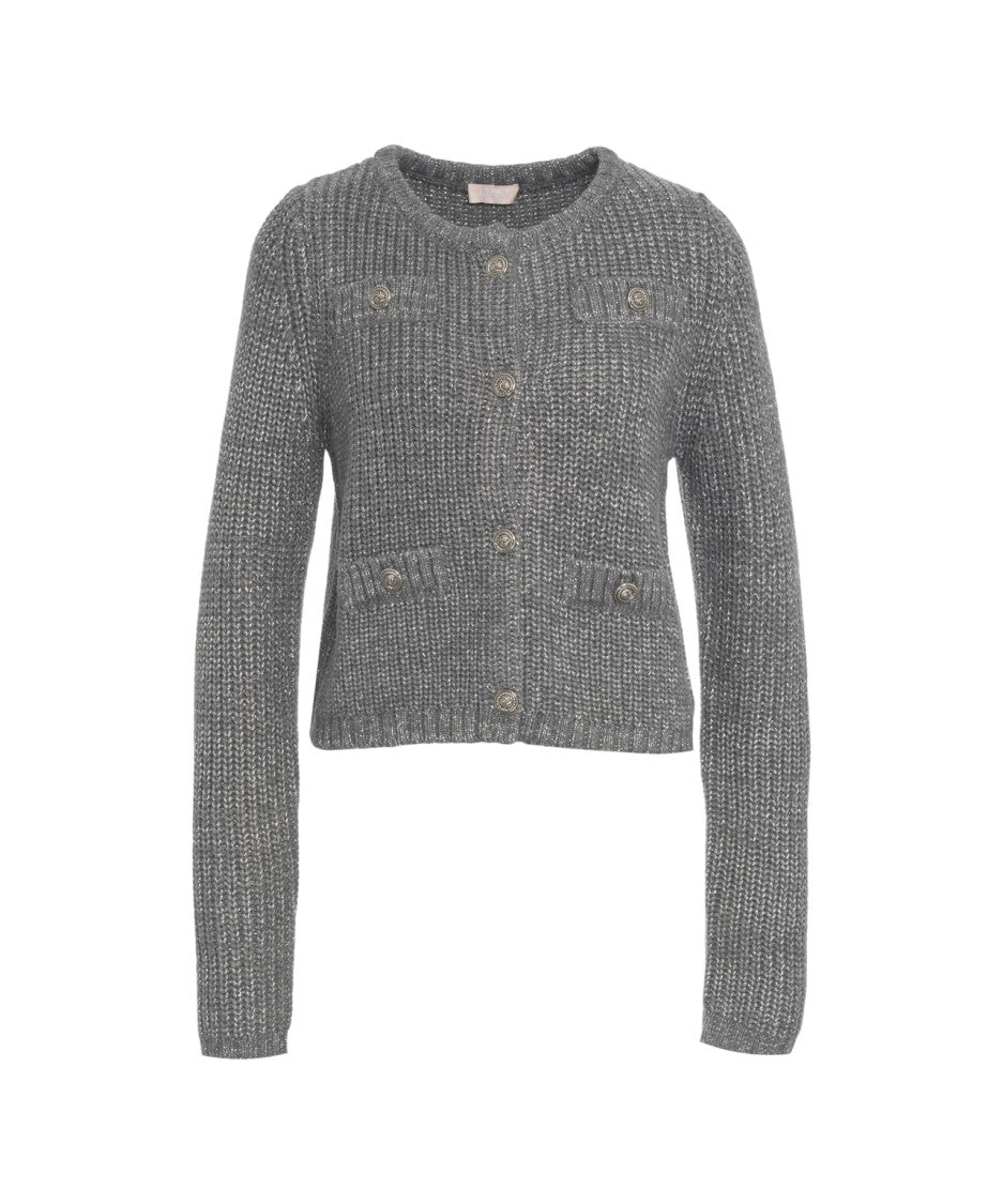 Liu Jo Lurex Textured Cardigan With Decorative Buttons