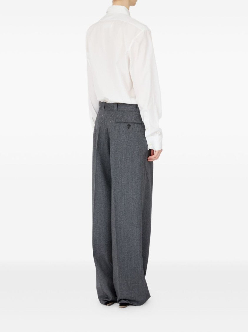 Maison Margiela Tailored Wide-Leg Gray Trousers With High Waist