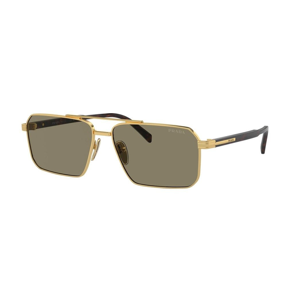 Prada Pra57s Gold-Colored Metal Rectangular Sunglasses