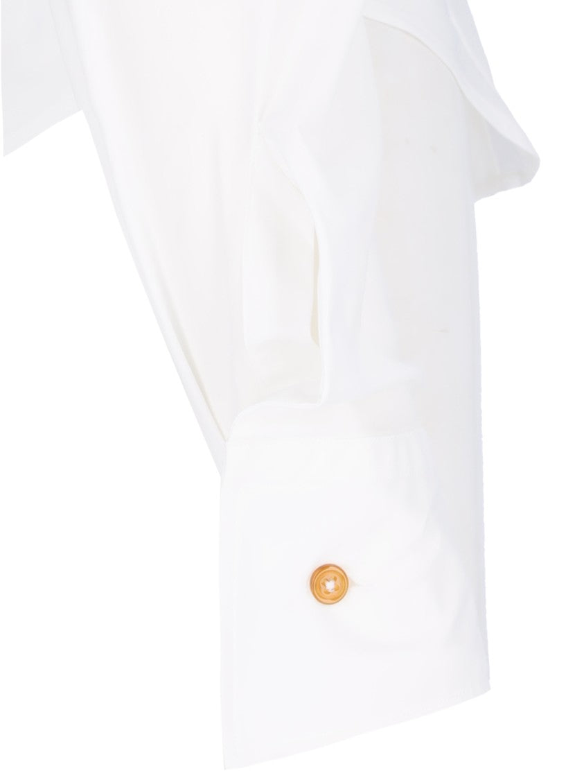 Vivienne Westwood Distorted Silhouette White Cotton Shirt With Asymmetrical Hem