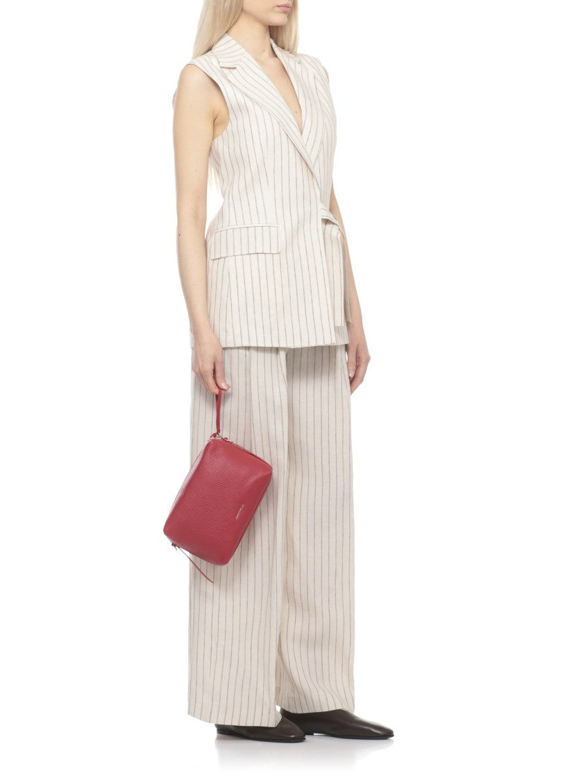 Coccinelle Red Textured Leather Nory Small Shoulder Bag