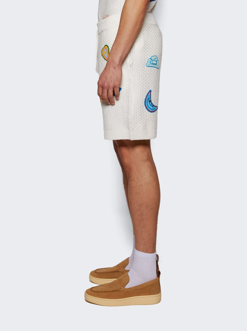 Casablanca Crochet Shorts With Patches White