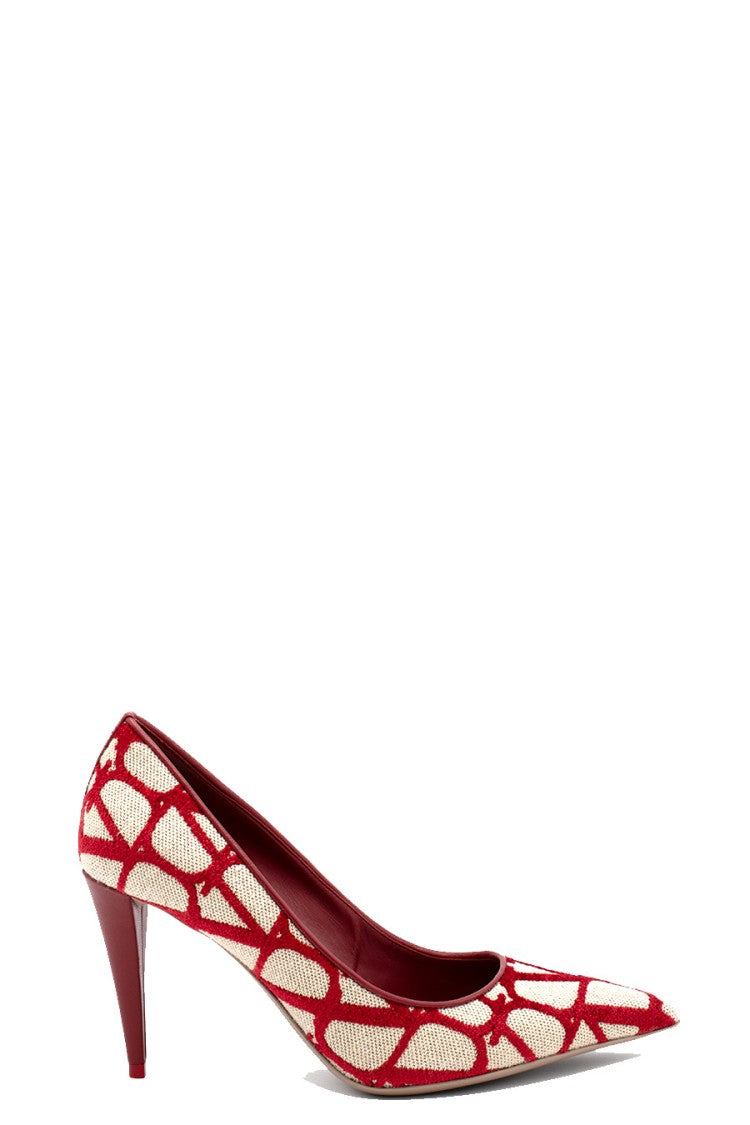 Valentino Garavani Red Cotton Web-Pattern Pump