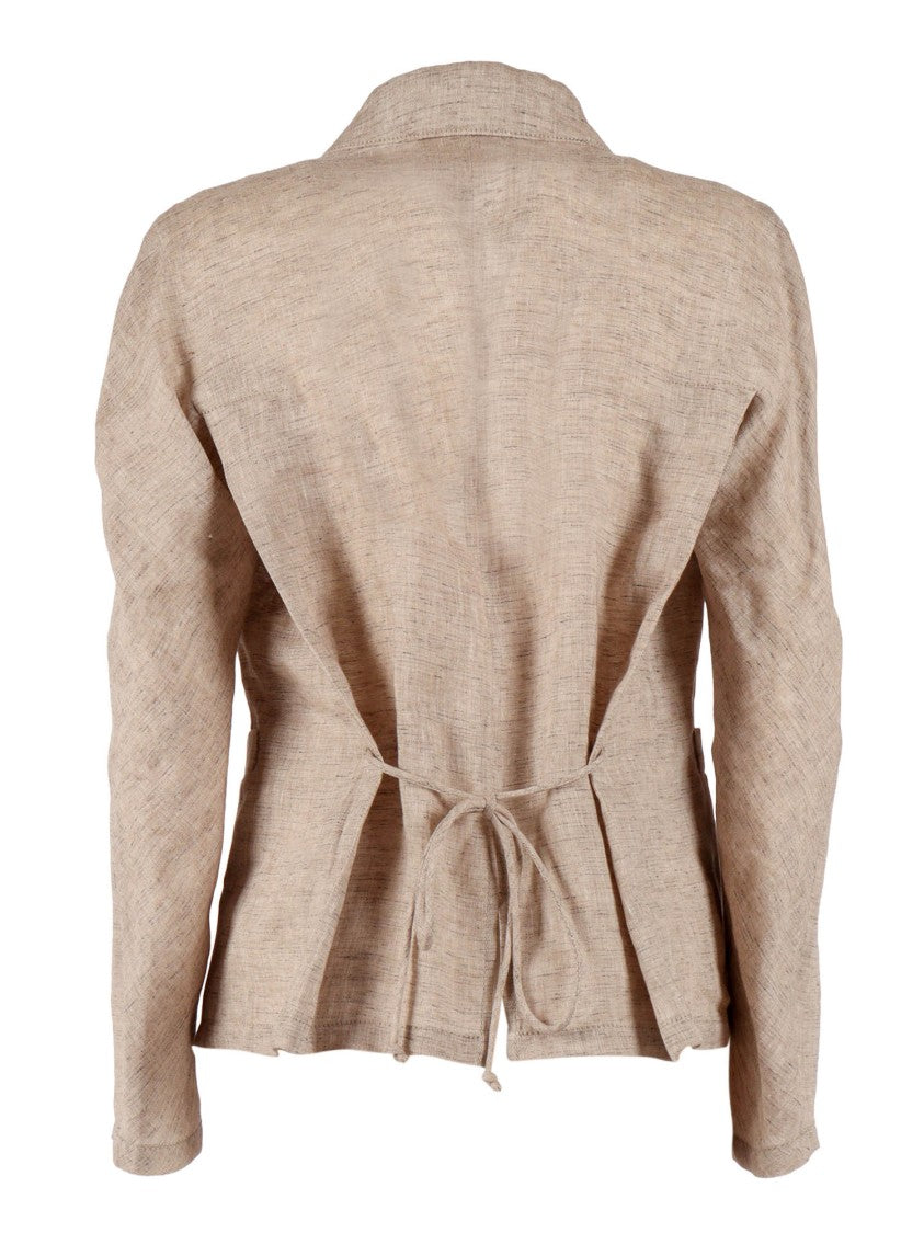 Emporio Armani Beige Tailored Linen Blend Blazer