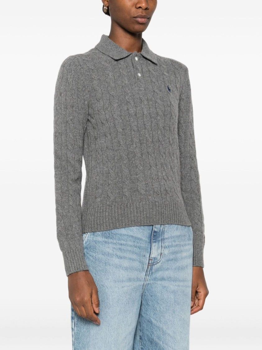 Polo Ralph Lauren Cable Knit Polo Sweater In Wool-Cashmere Blend