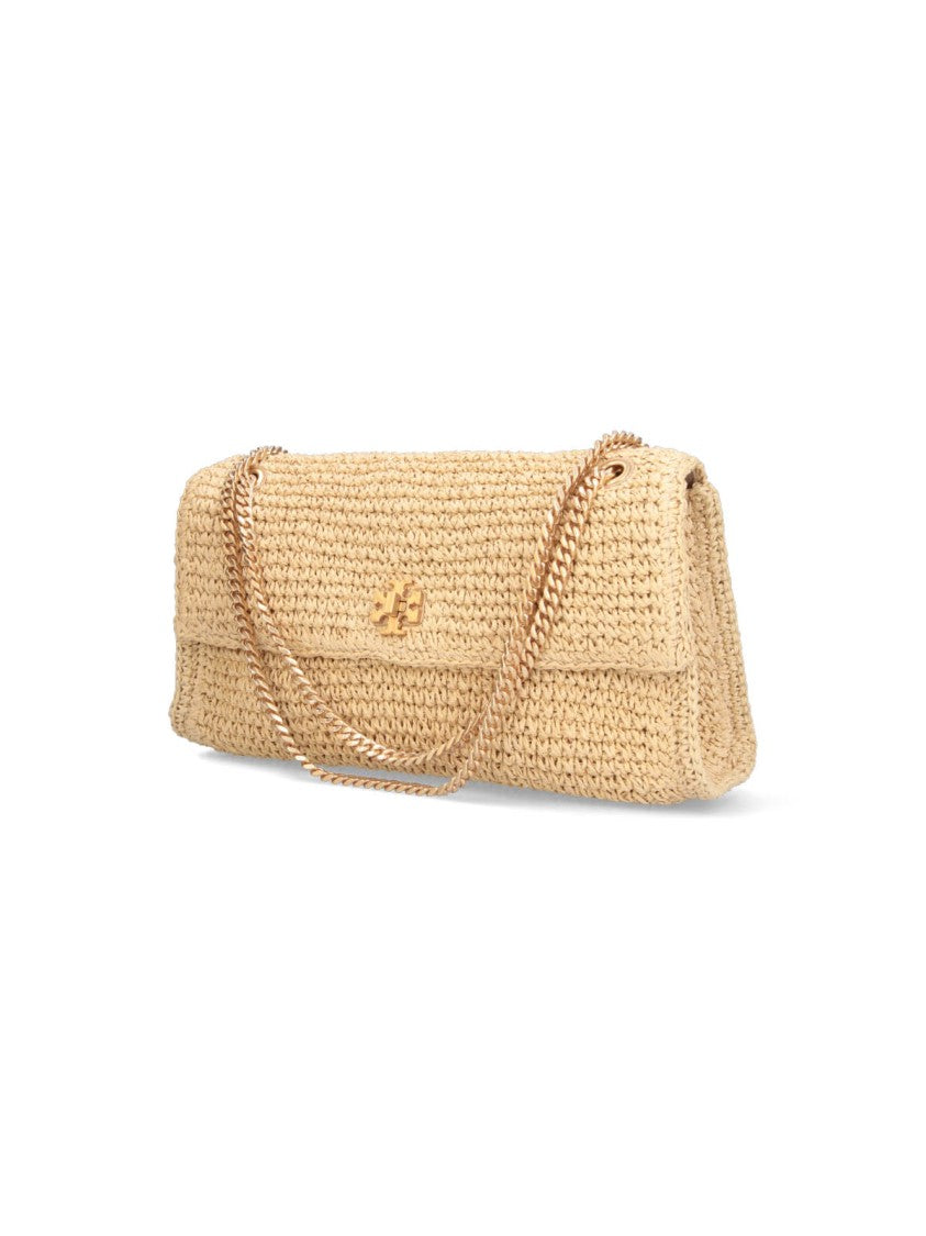 Tory Burch Textured Beige Flap Bag