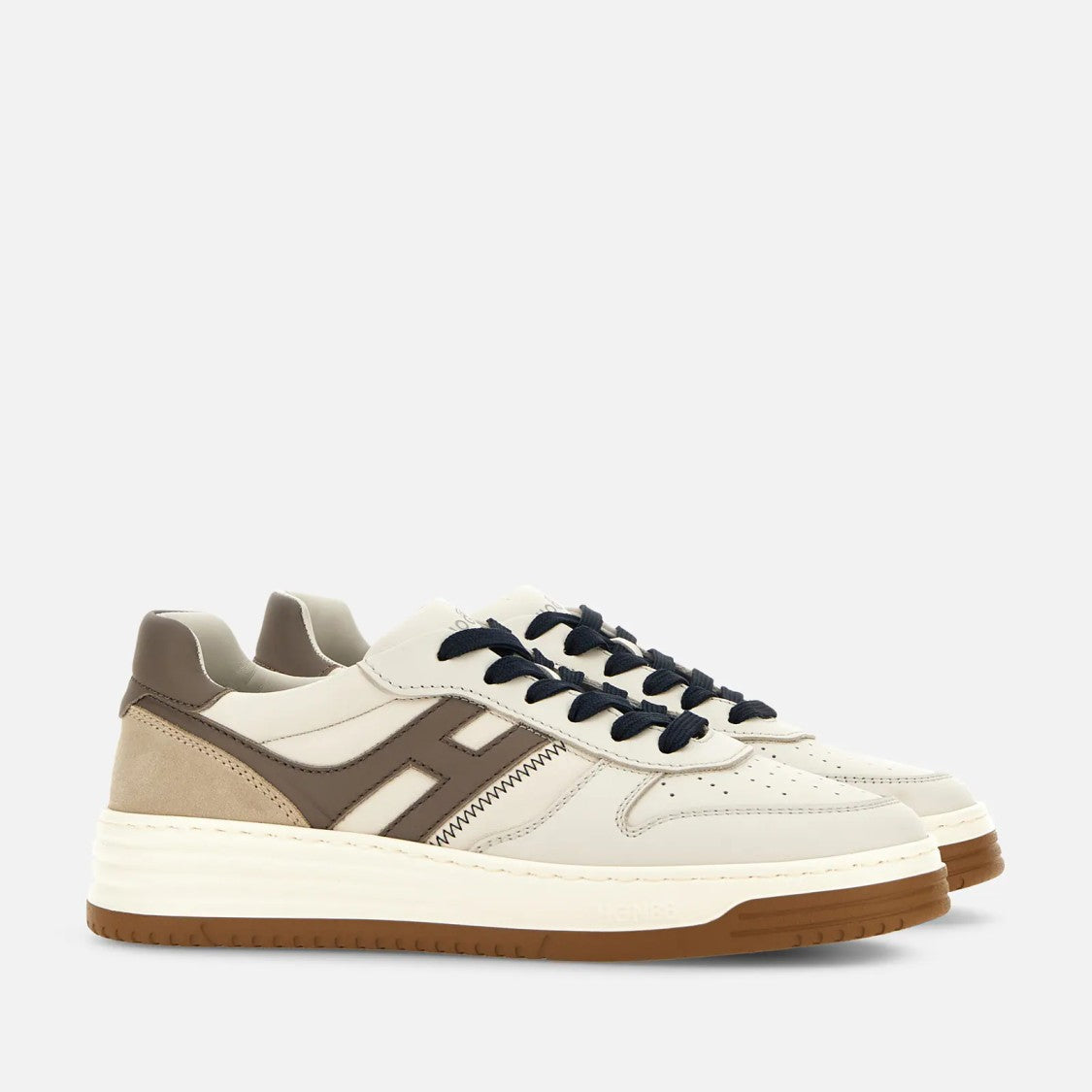 Hogan Refined Ivory Lace-Up Shoes With Suede Accents