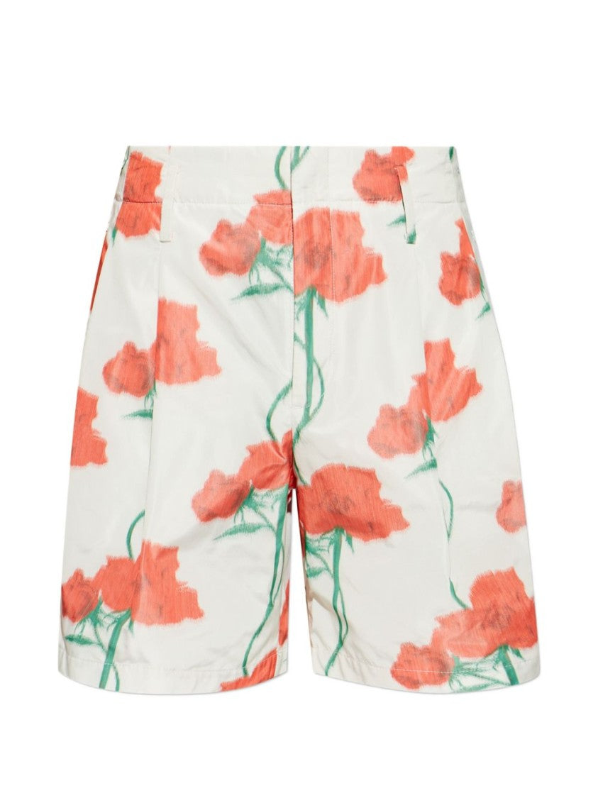 Kenzo Beige Silk And Nylon Shorts