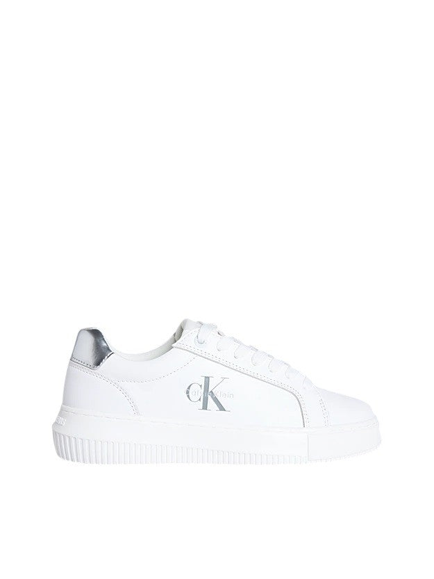 Calvin Klein White Leather Sneakers With Metallic Accents