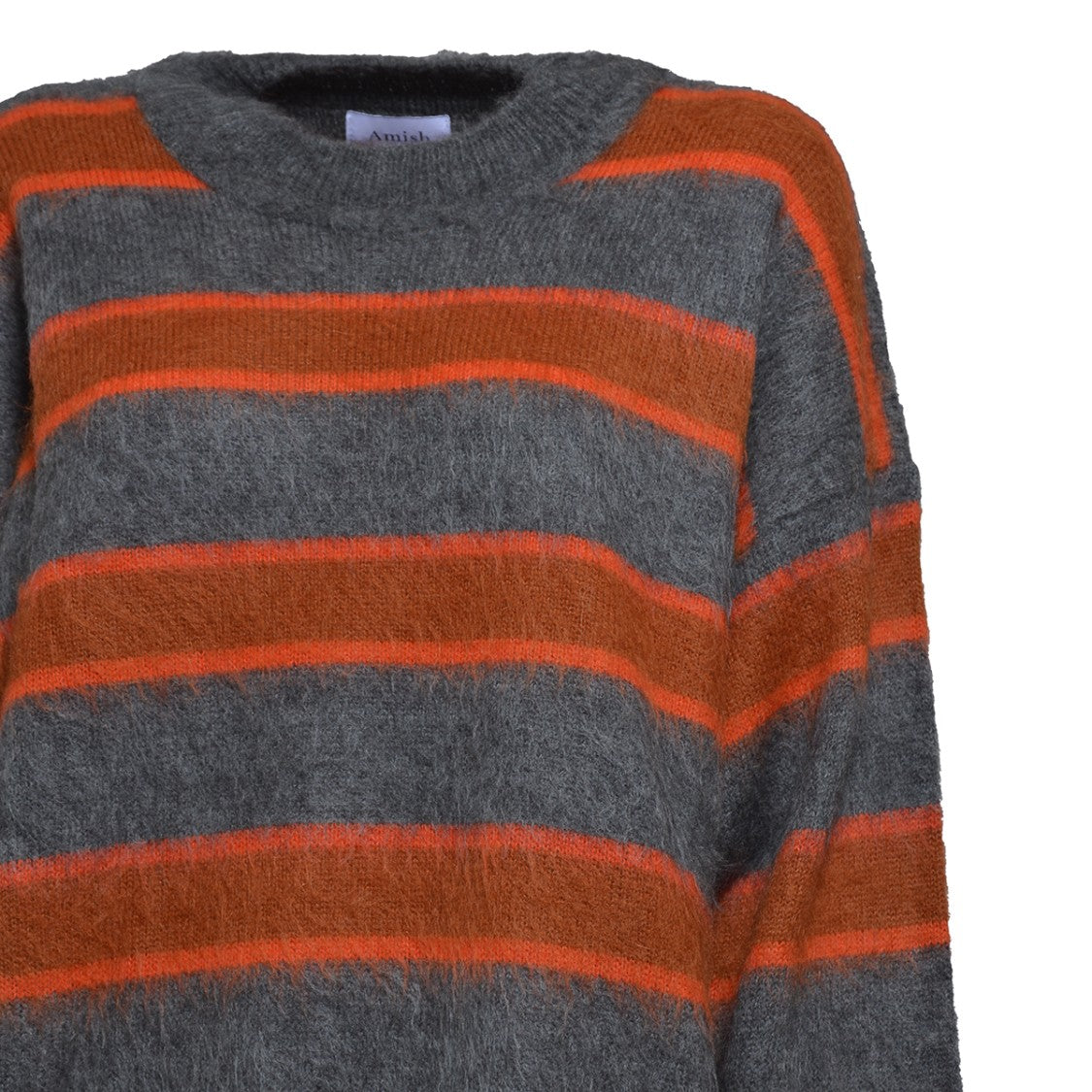 Amish Multicolor Striped Mohair Wool Blend Pullover