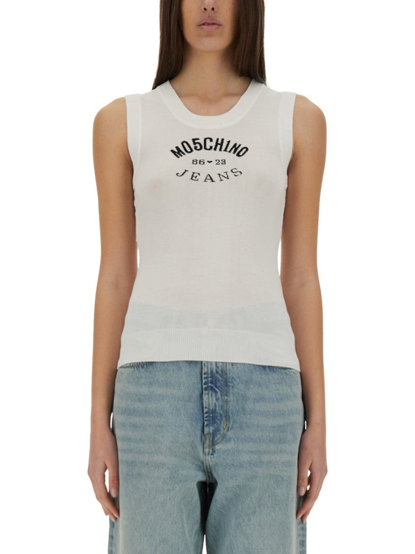 Moschino Slim Fit Knit Top With Inlay Logo