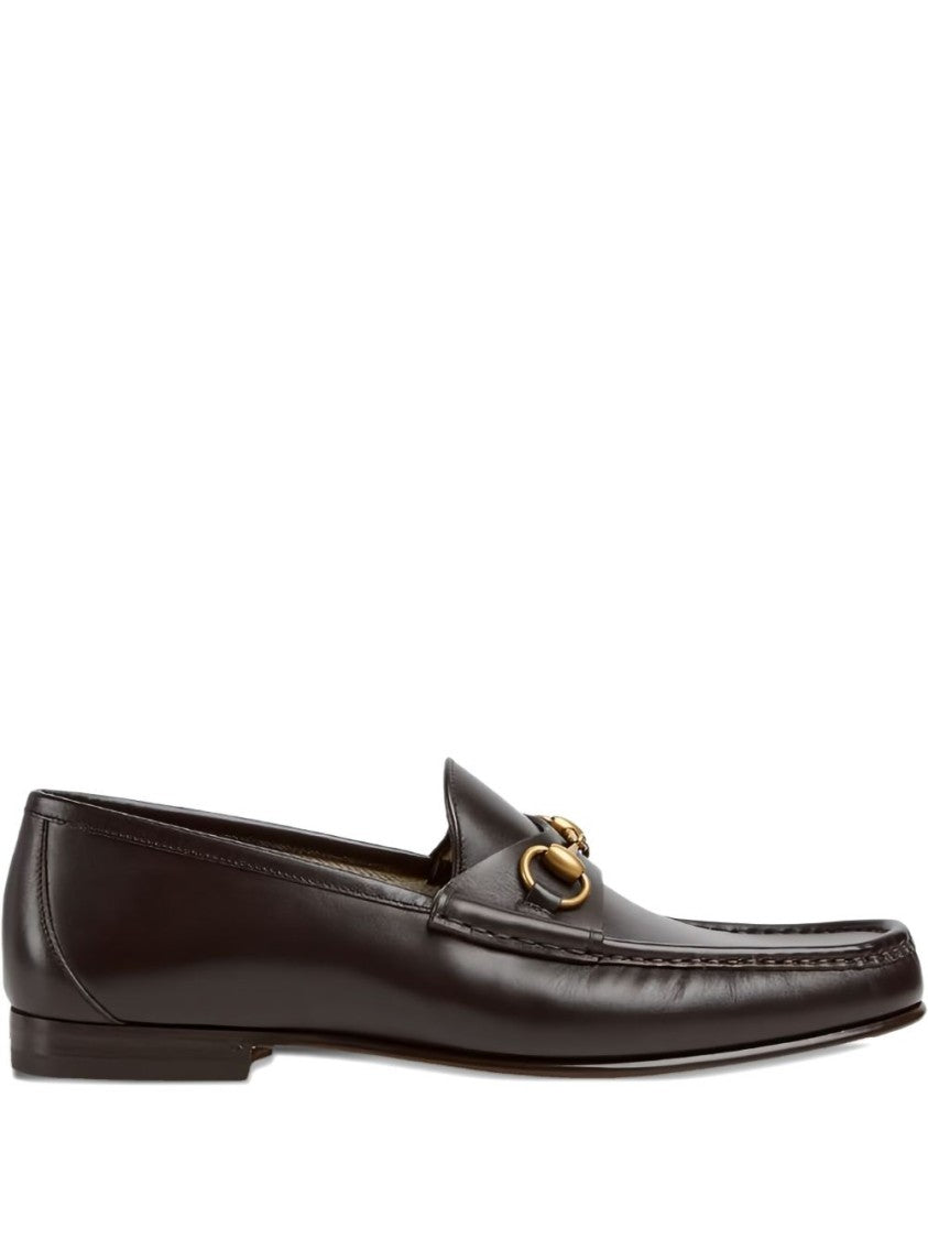 Gucci Brown Leather Loafer With Gold-Toned Horsebit Detail