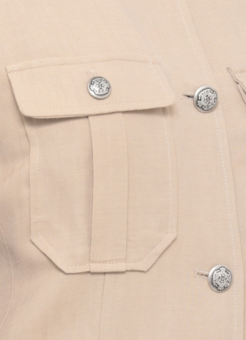 Antonelli Firenze Beige Eve Flap Pockets Viscose-Linen Jacket