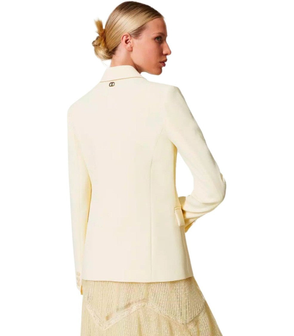 Twin-Set Vanille Crepe Single Breasted Blazer