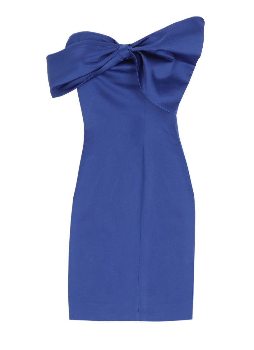 Rotate Satin Mini Dress With Oversized Bow Detail