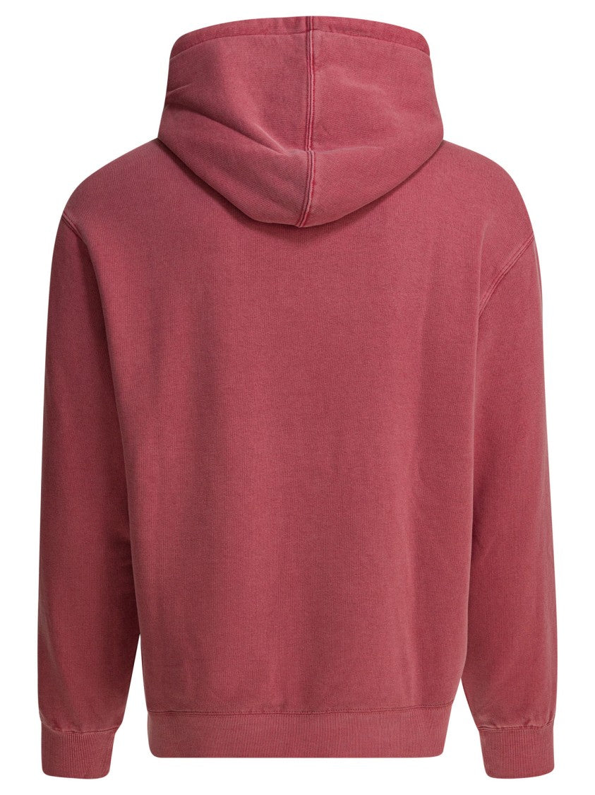 Carhartt Wip Burgundy Hooded Torion Sweatshirt With Adjustable Drawstring