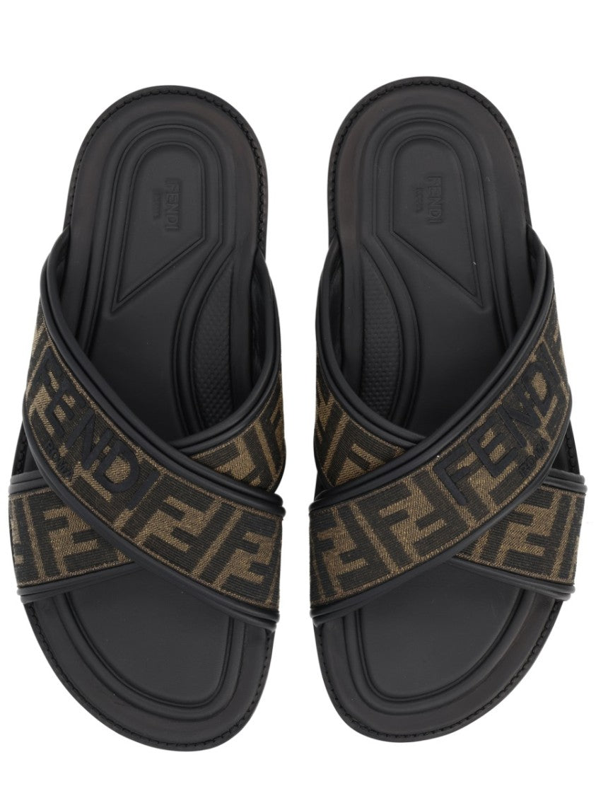 Fendi Monogram Cushioned Slide Sandals