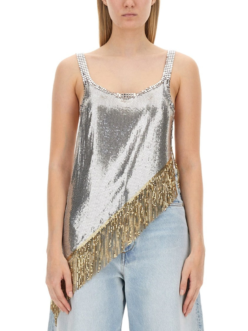 Rabanne Metallic Top With Fringe Detail