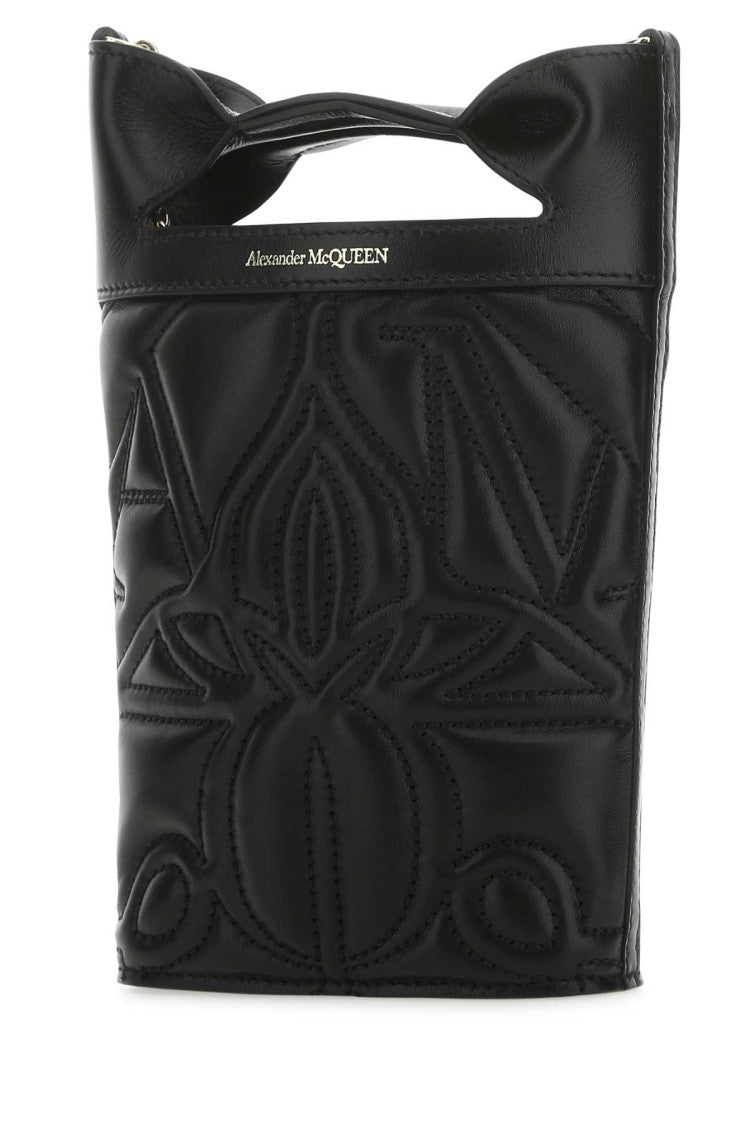 Alexander Mcqueen Black Leather The Bow Bucket Bag