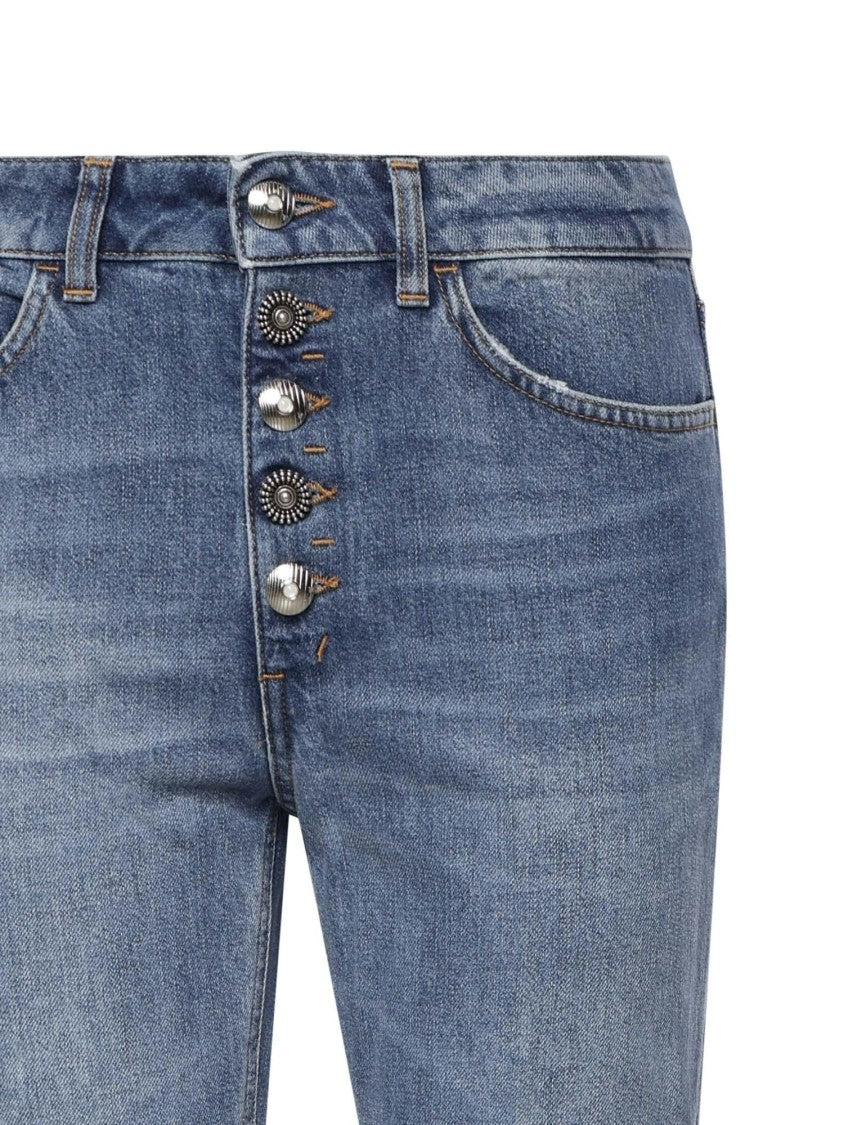 Dondup Mid-Rise Jeans With Metallic Buttons And Rolled Cuffs