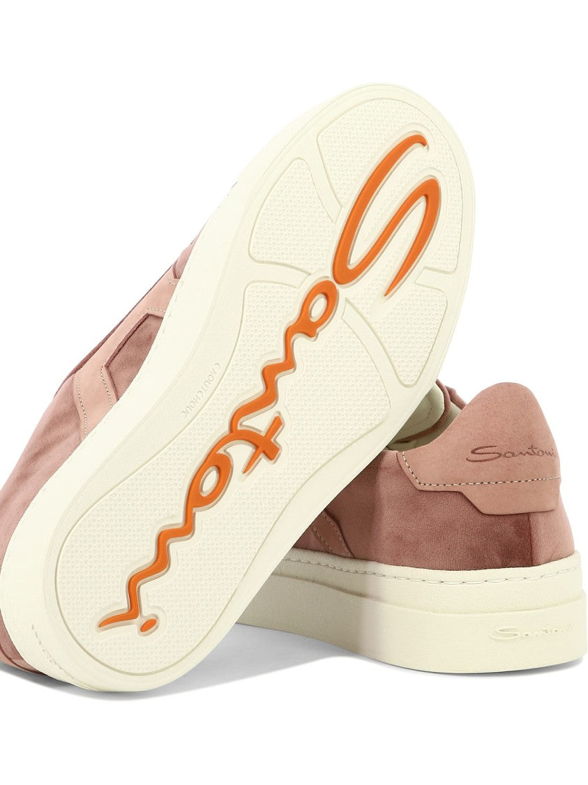 Santoni Suede Logo Print Sneakers