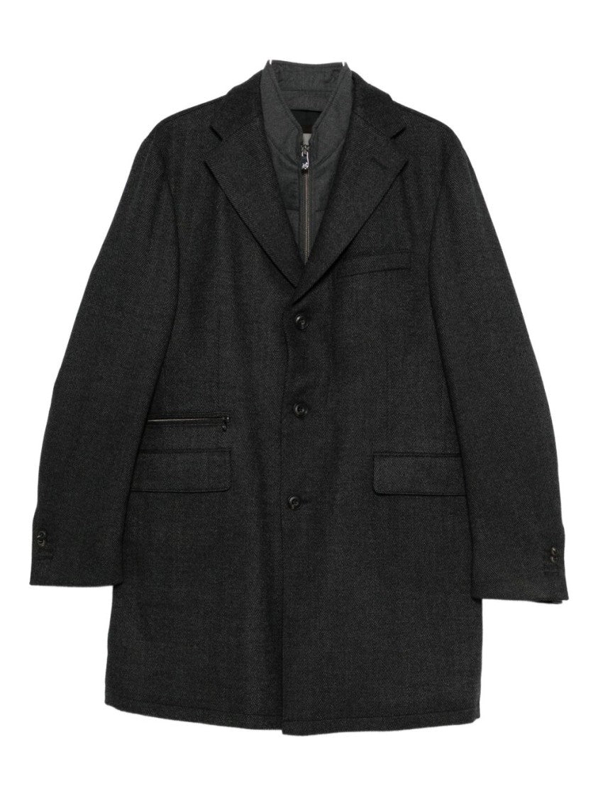 Corneliani Tailored Grey Coat With Structured Lapel