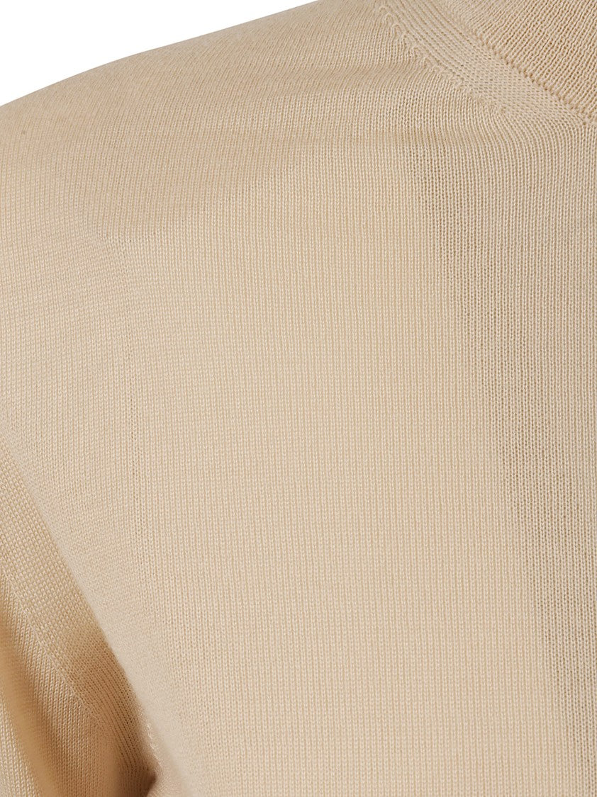 Max Mara High Neck Short Sleeve Virgin Wool Sweater