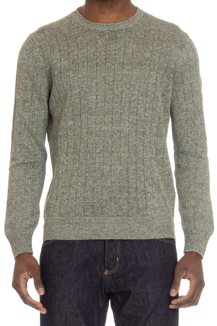 Gran Sasso Melange Linen-Cotton Sweater With Roll Detail