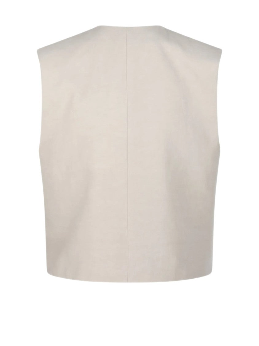 Parosh Linen-Blend Gilet With Gold-Tone Buttons And Flap Pockets