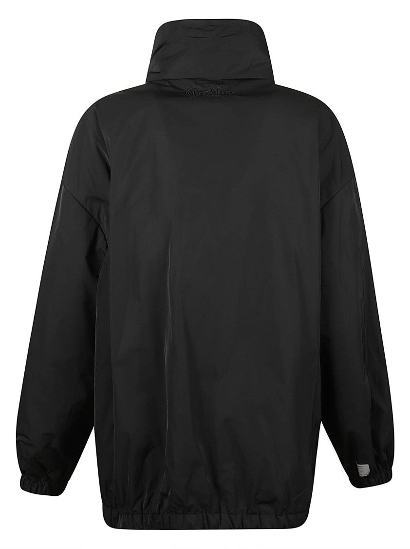 Max Mara Padded Black Jacket With High Collar And Functional Design
