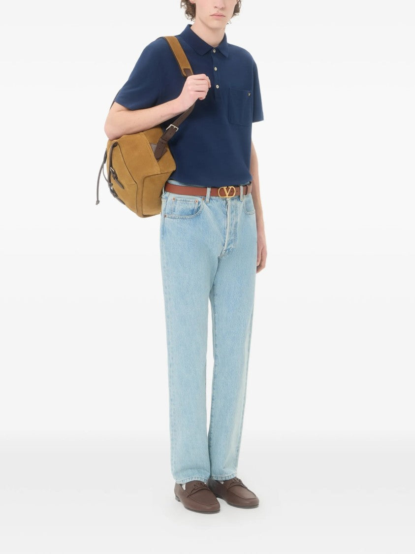 Valentino Structured Collar Cotton Polo Shirt