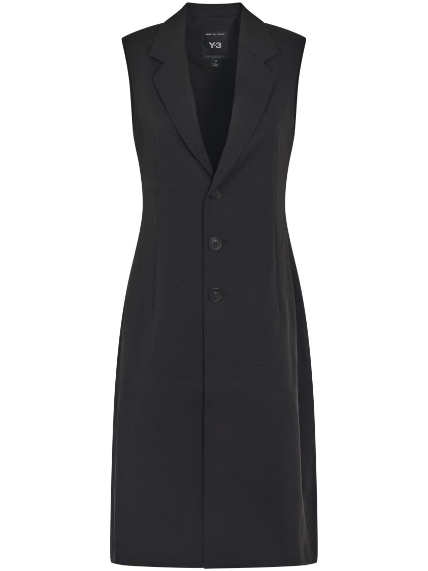Y-3 Knee-Length Sleeveless Dress With Notched Collar