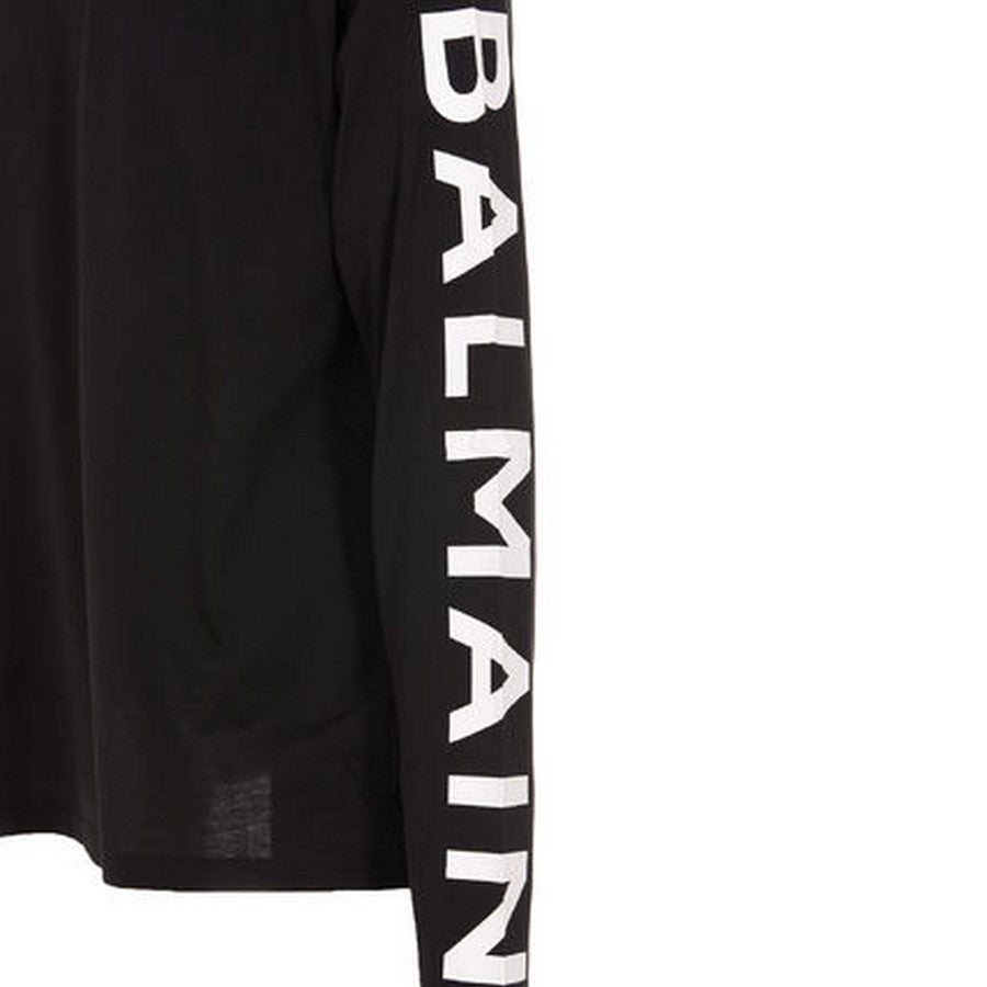 Balmain Black Cotton Printed Long-Sleeve T-Shirt