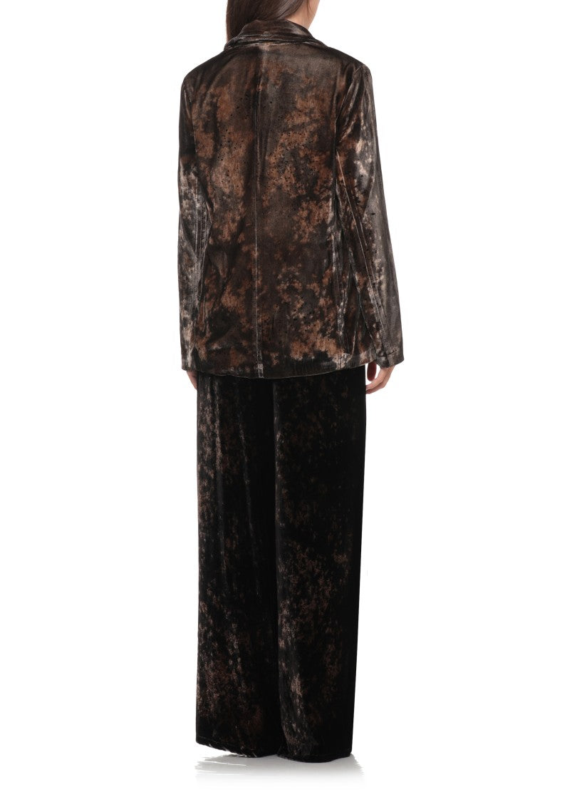 Avant Toi Mottled Brown Velvet Jacket With Tailored Silhouette