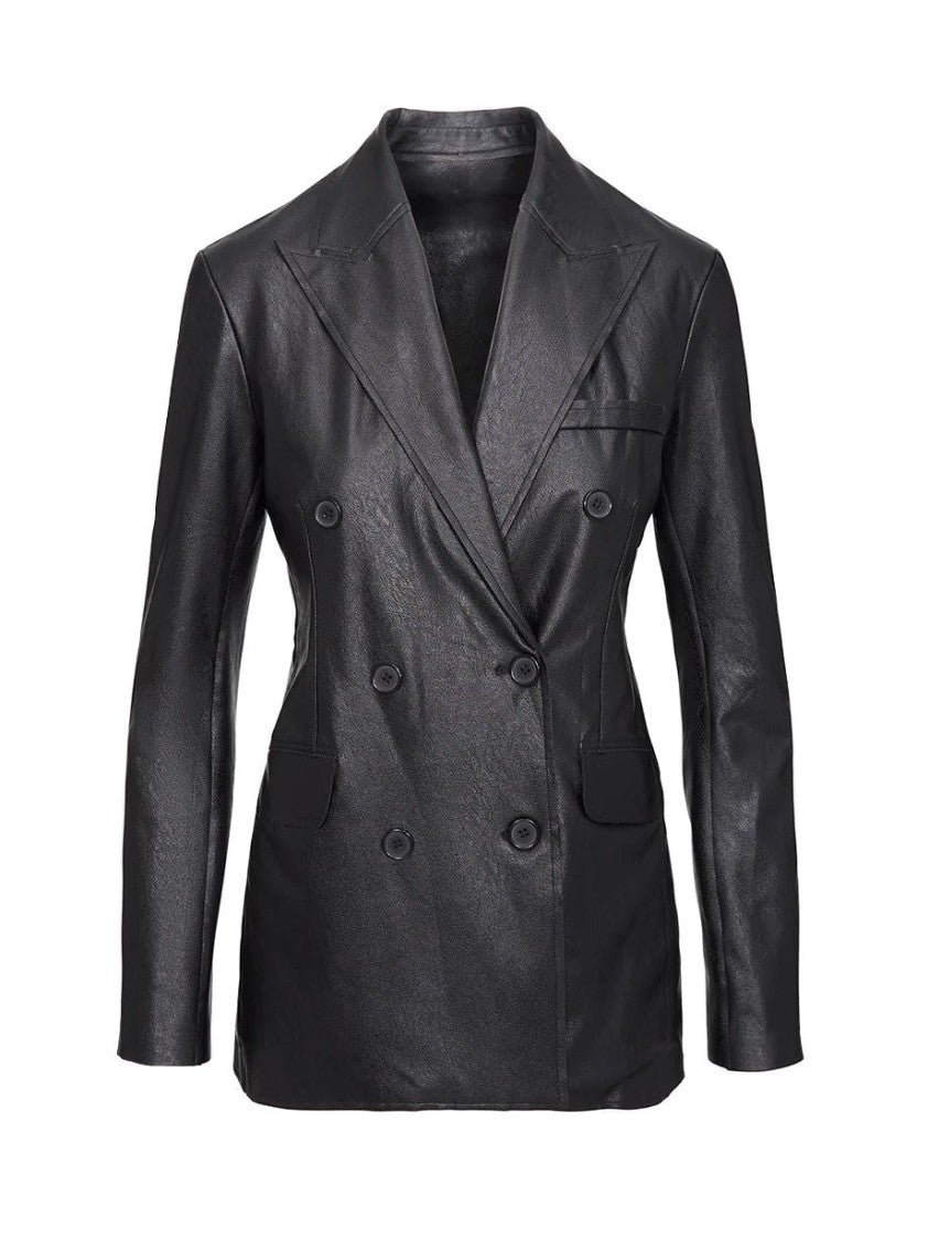 Commando Max Faux Leather Double-Breasted Blazer - Flt200