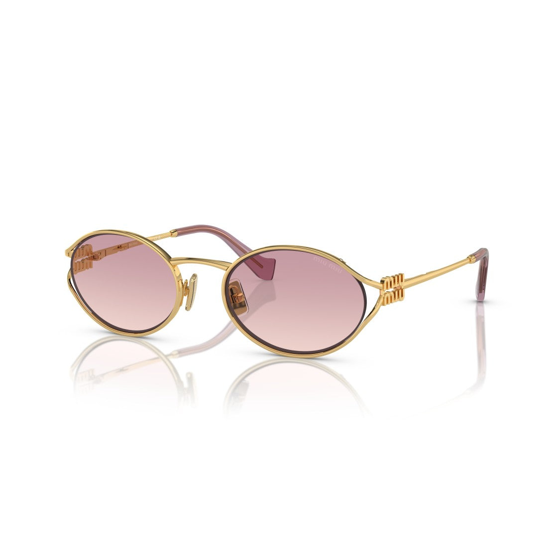 Miu Miu 0Mu 52Ys Oval Gold Metal Frame Sunglasses