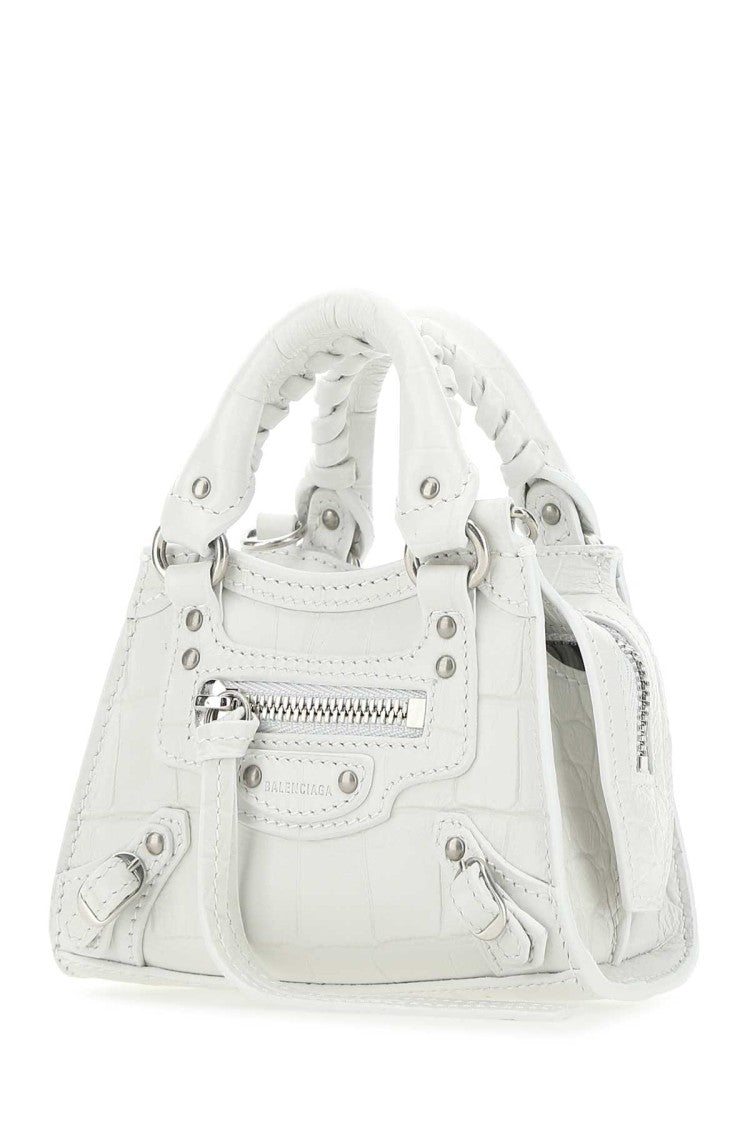 Balenciaga White Leather Super Nano Neo Classic Handbag