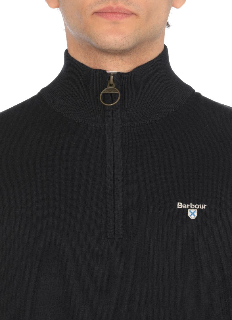 Barbour Blue Cotton Zip Round-Neck Shirt