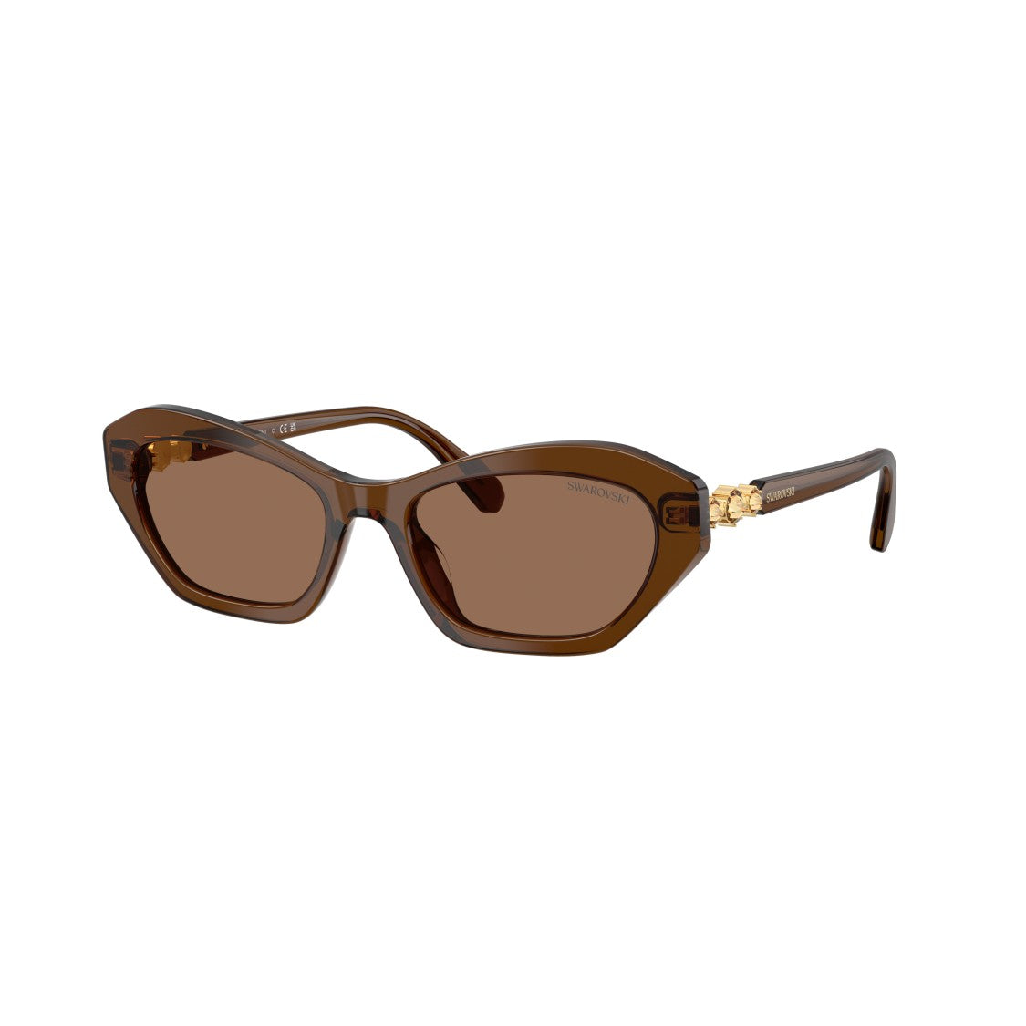 Swarovski 0Sk6048 Geometric Cat-Eye Sunglasses With Gold Accents