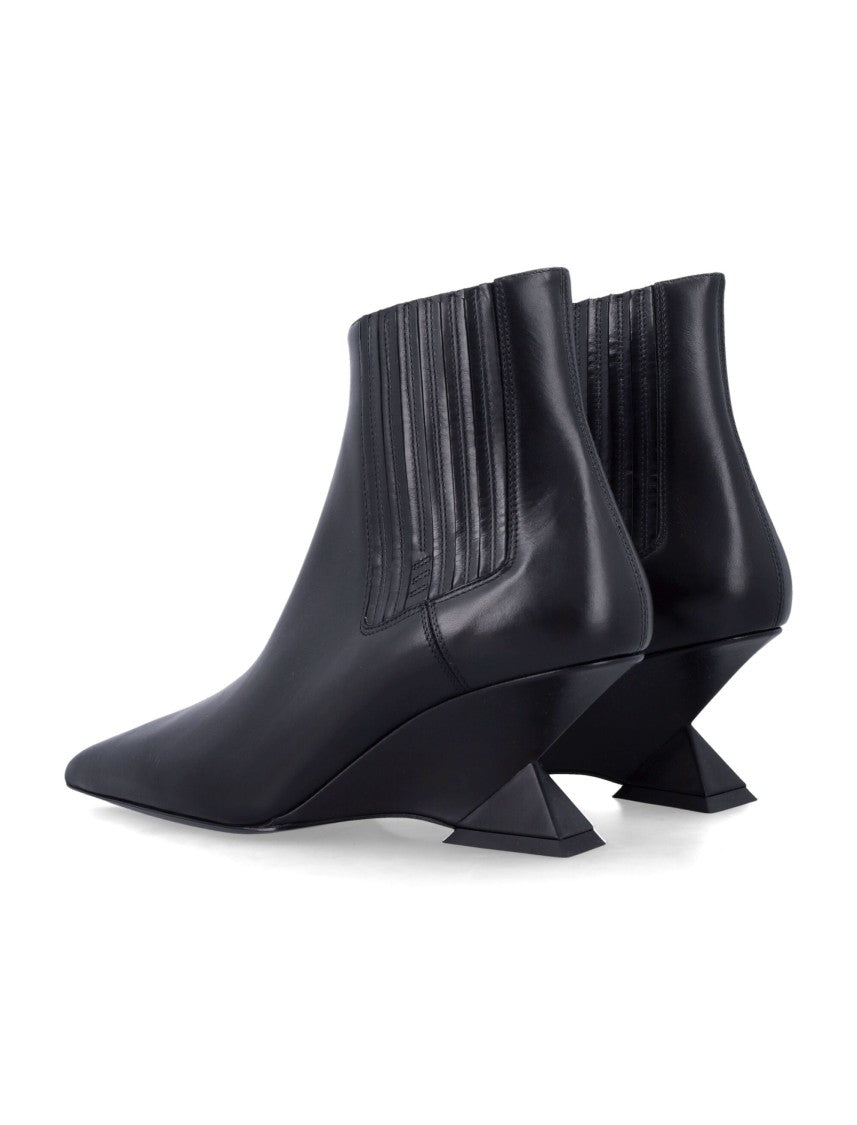 The Attico Pointed Toe Ankle Boots With Geometric Heel