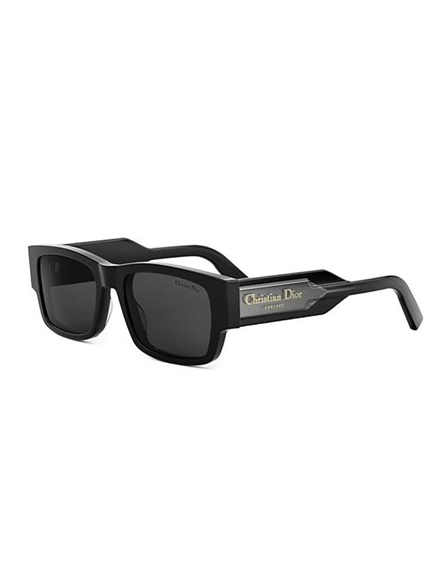 Dior Rectangular Black Sunglasses With Elegant Metallic Plaque