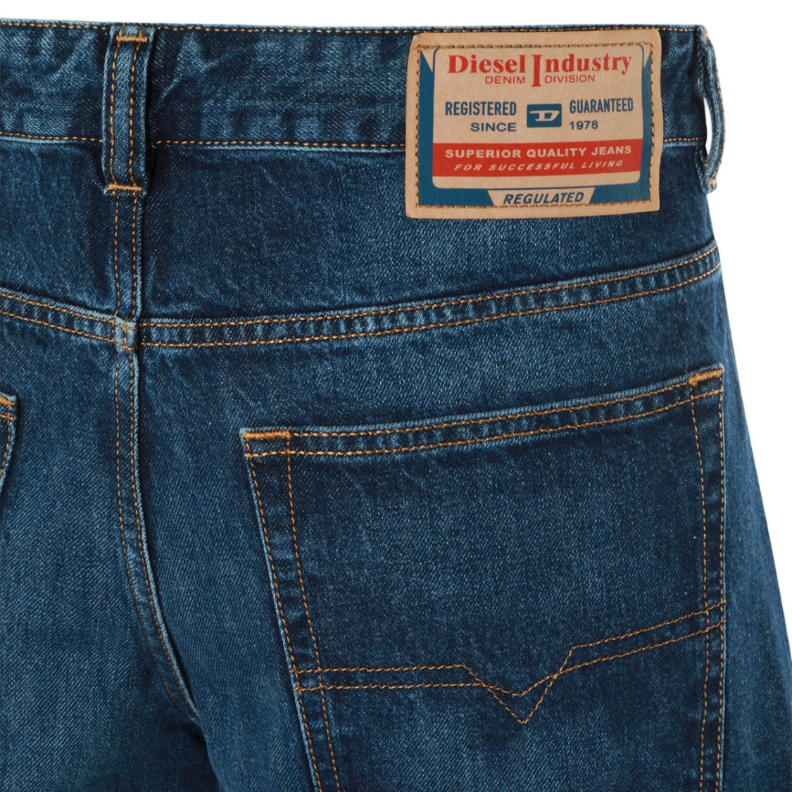 Diesel Indigo Whiskered Straight-Leg Jeans