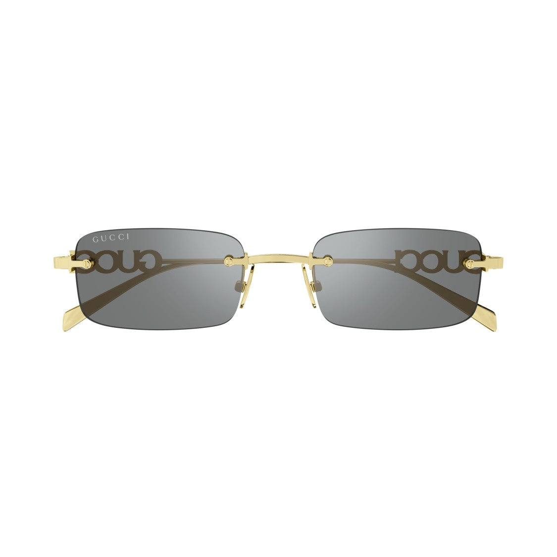 Gucci Rimless Rectangular Dark Lens Sunglasses